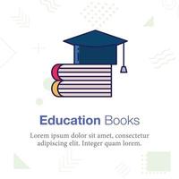 livres d'éducation avec icône d'illustration vectorielle chapeau de graduation, liés à l'école et à l'éducation vecteur