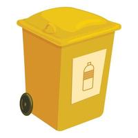 icône de poubelle jaune, style cartoon vecteur