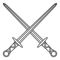 icône d'épées médiévales, style de contour vecteur