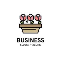 modèle de logo d'entreprise de printemps de croissance de fleurs couleur plate vecteur