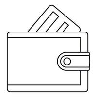 portefeuille avec icône de carte de crédit, style de contour vecteur