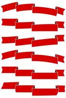 ensemble de six rubans de dessin animé rouge pour la conception web. grand élément de design isolé sur fond blanc. illustration vectorielle. vecteur