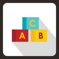 cubes de l'alphabet avec l'icône des lettres a, b, c vecteur