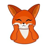 mignon renard emoji drôle. expression de tendresse du petit renard rouge. illustration vectorielle d'animal de dessin animé, concept d'émotions différentes vecteur