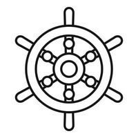 icône de roue de bateau de croisière, style de contour vecteur