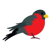 oiseau avec icône de plumage rouge, style plat vecteur