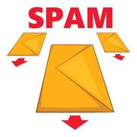 icône d'enveloppes de spam, style cartoon vecteur