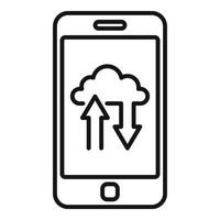 icône de télécommande de nuage de téléphone, style de contour vecteur