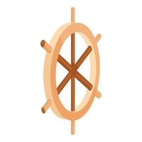 icône de roue de bateau en bois, style cartoon vecteur