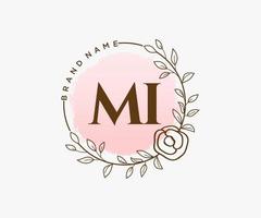 logo mi féminin initial. utilisable pour les logos nature, salon, spa, cosmétique et beauté. élément de modèle de conception de logo vectoriel plat.