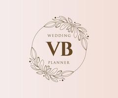 vb initiales lettre collection de logos de monogramme de mariage, modèles minimalistes et floraux modernes dessinés à la main pour cartes d'invitation, réservez la date, identité élégante pour restaurant, boutique, café en image vectorielle vecteur