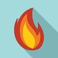icône de chaleur de flamme de feu, style plat vecteur