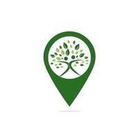 logo de concept de forme de point de carte de personnes organiques. logo de personnes. modèle de logo vectoriel logo arbre. personne en bonne santé personnes arbre eco et icône bio. icône de caractère humain symbole de soins de la nature.