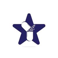 conception de logo de concept de forme d'étoile de capsle de médecine. vecteur