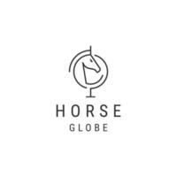 cheval globe ligne logo icône modèle de conception vecteur plat