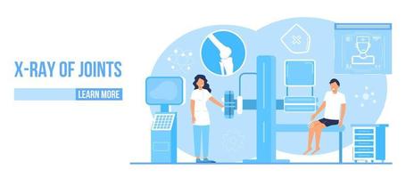 radiographie du vecteur de concept commun. numérisation du patient en clinique. l'échographie et la machine de tomographie sont montrées. arthrite du genou, problèmes d'ostéoporose