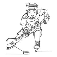 patinage hockey sur glace en une seule ligne continue vecteur