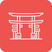 ligne de porte torii icônes d'arrière-plan de coin rond vecteur