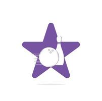 boule de bowling et logo de concept de forme d'étoile de quille de bowling, icônes et symbole. boule de bowling en forme d'étoile et illustration de quille de bowling. vecteur