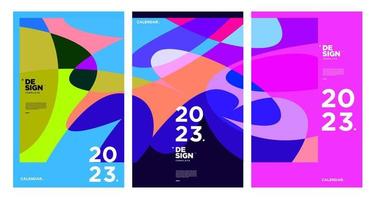 modèle de conception de calendrier du nouvel an 2023 avec abstrait coloré géométrique. conception de calendrier de vecteur. vecteur