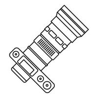 appareil photo avec icône de zoom, style de contour vecteur