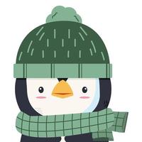 mignon tête pingouin animal vêtements chauds vecteur