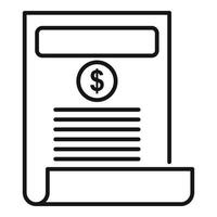 icône de papier d'argent de crédit, style de contour vecteur