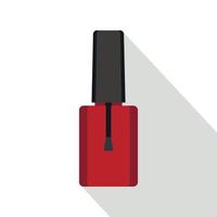 icône de bouteille de vernis à ongles rouge, style plat vecteur