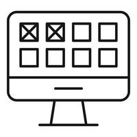 vecteur de contour d'icône de loterie en ligne. tirer un tirage au sort chanceux