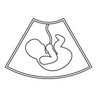 bébé à l'intérieur d'une icône de l'utérus de la mère, style de contour vecteur