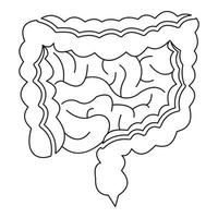 icône des intestins, style de contour vecteur