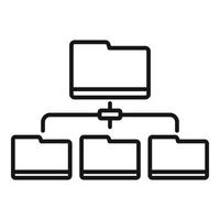 icône de réseau de dossiers, style de contour vecteur