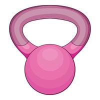 icône de kettlebell rose, style cartoon vecteur