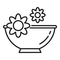 icône de bol de fleur d'huiles essentielles, style de contour vecteur