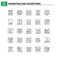 25 marketing et publicité icon set vector background