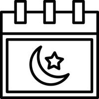 icône de la ligne du calendrier islamique vecteur