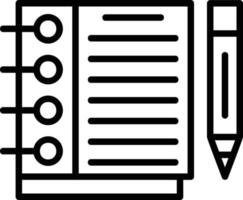 icône de ligne de carnet de croquis vecteur