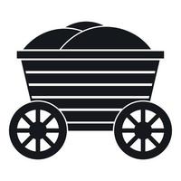 icône de chariot en bois vintage, style simple vecteur