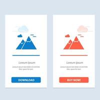 montagnes nature paysage voyage bleu et rouge télécharger et acheter maintenant modèle de carte de widget web vecteur