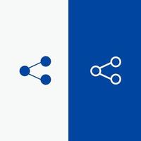 partage de médias partage social ligne et glyphe icône solide bannière bleue ligne et glyphe icône solide bannière bleue vecteur