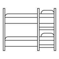 icône de lit double pour enfant, style de contour vecteur