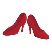 icône de chaussures femme rouge, style cartoon vecteur