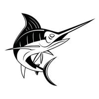 poisson marlin bleu noir et blanc vecteur