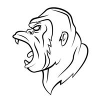 illustration de vue latérale en colère de gorille vecteur