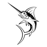 illustration de poisson marlin noir et blanc vecteur