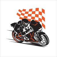 conception de logo d'illustration vectorielle de course de moto, bon pour la conception de t-shirt et le logo de course d'équipe vecteur