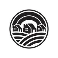 logo d'illustration vectorielle de grande ferme avec 3 granges, parfait pour le logo de la ferme vecteur