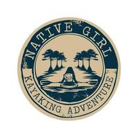 conception de badge d'illustration vectorielle de kayak de rivière, bon pour le logo du club, voyage d'aventure voyage de vacances vecteur