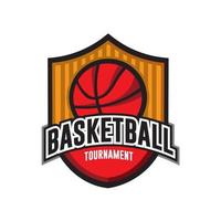 illustration vectorielle de l'emblème du basket-ball, parfaite pour le logo de l'équipe scolaire et le logo de l'événement de championnat vecteur