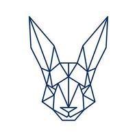 logo de tête de lapin géométrique dessiné en ligne, parfait pour la société de services informatiques et le logo de mode de la marque vecteur
